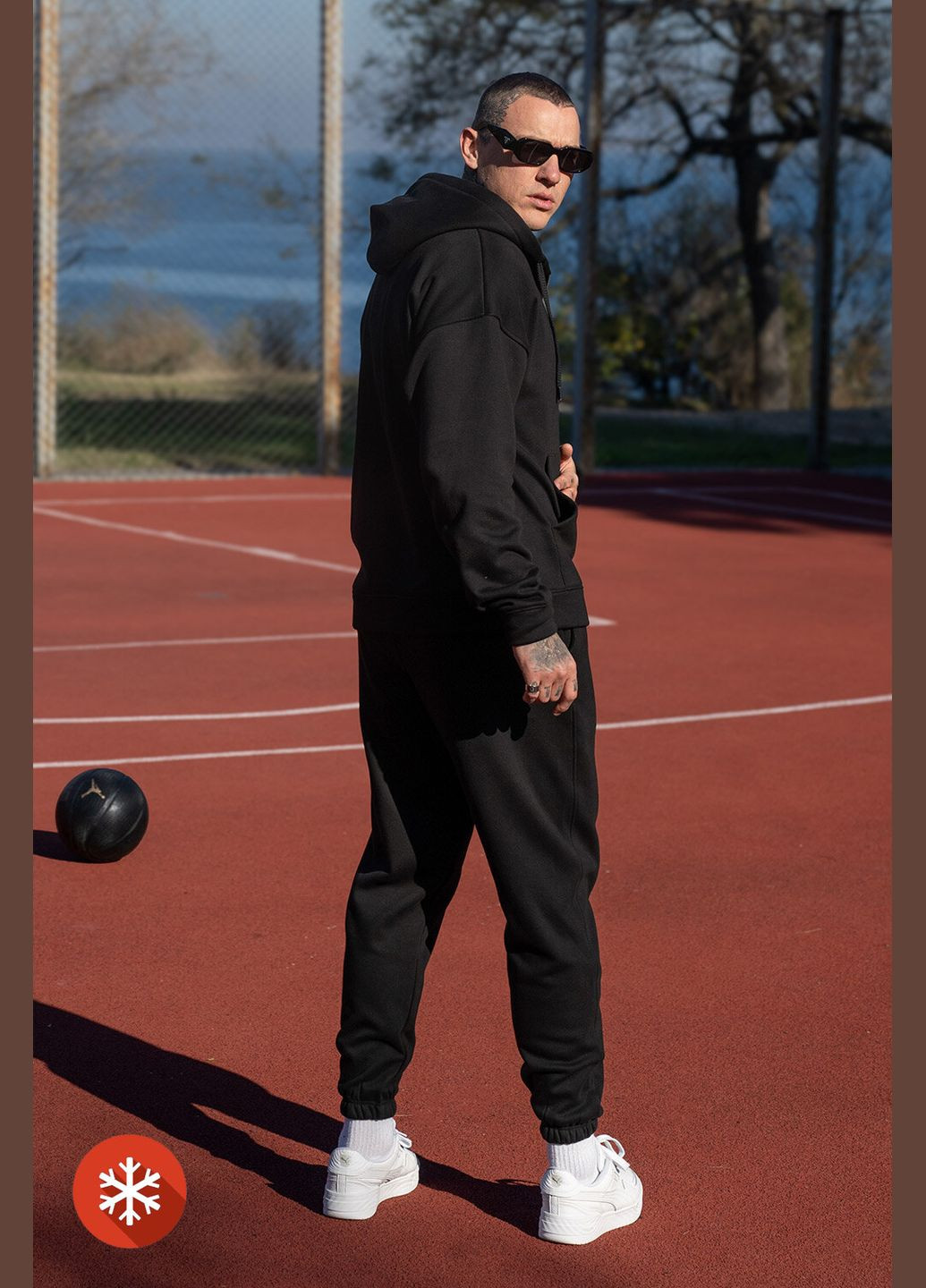 Мужской теплый костюм на молнии ZIP FUR Черный Teamv (316355081)