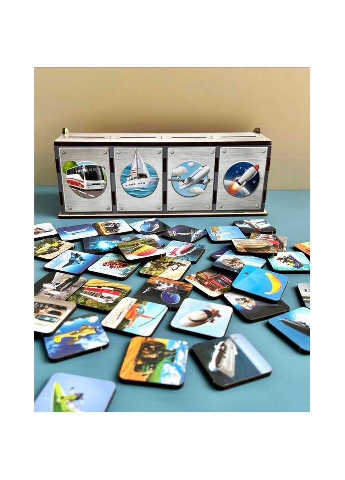 Настільна розвиваюча гра "Види транспорту" Ubumblebees (ПСФ109) PSF109 комодик-сортер No Brand (330607041)