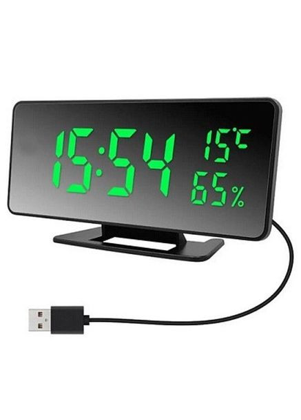 Цифровые сетевые часы с зеркальным LED-экраном 888Y-4 питание с помощью USB-кабеля, отложенный будильник VST (323000720)