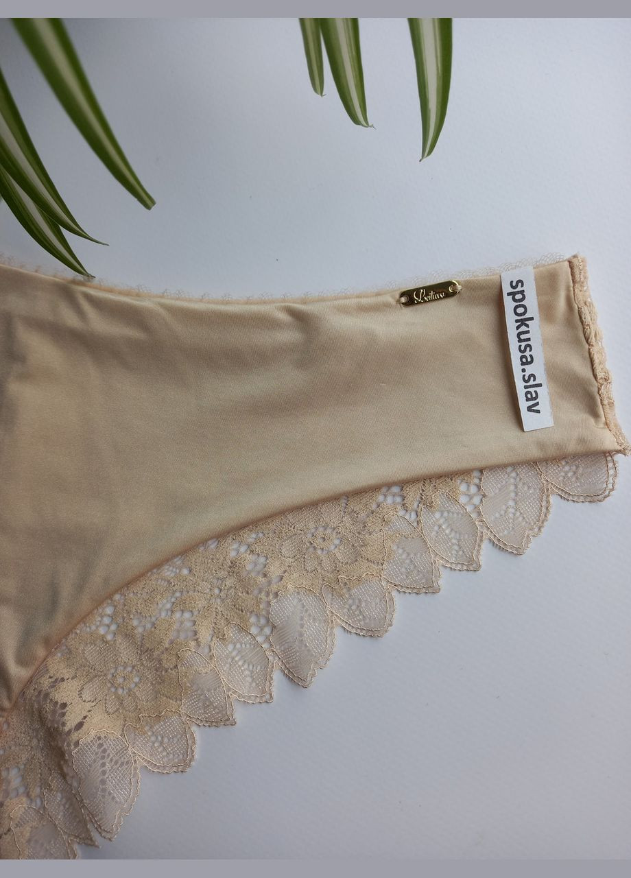 Трусики жіночі бразиліана бежеві з гіпюром 6152 лейлив Leilieve (324833134)
