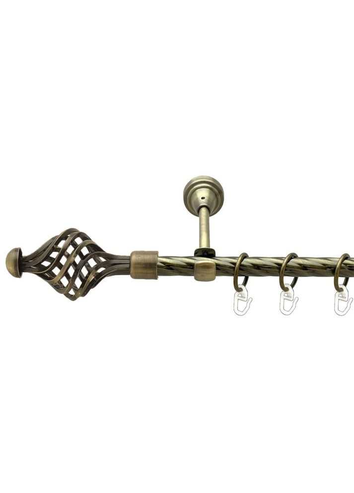 Карниз Арезо металевий однорядний відкритий скручена труба Антик 16 мм 200 см (00-00022282) ORVIT (300688416)