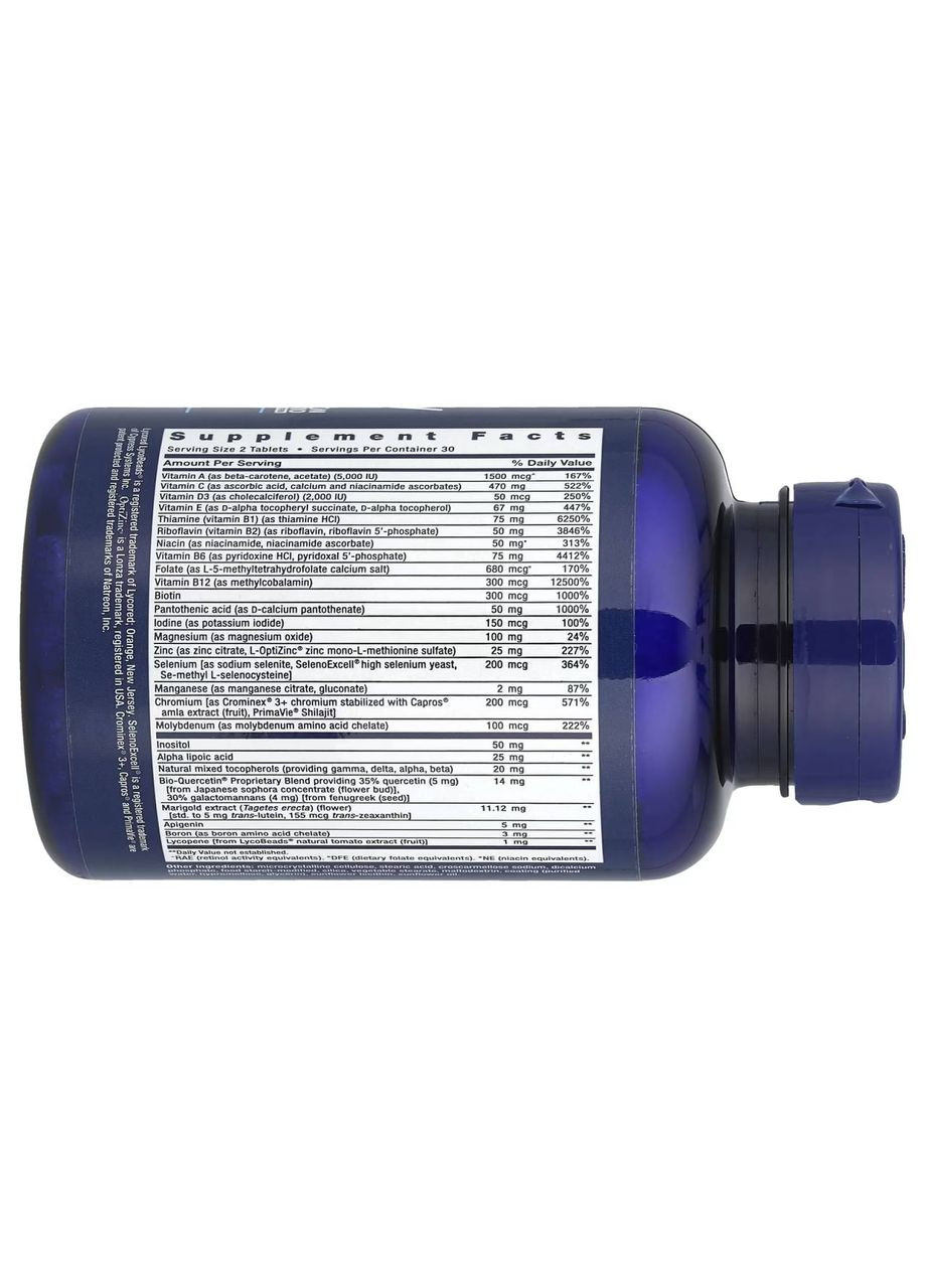 Мультивітаміни для прийому двічі на день, 60 таблеток Life Extension (361858833)