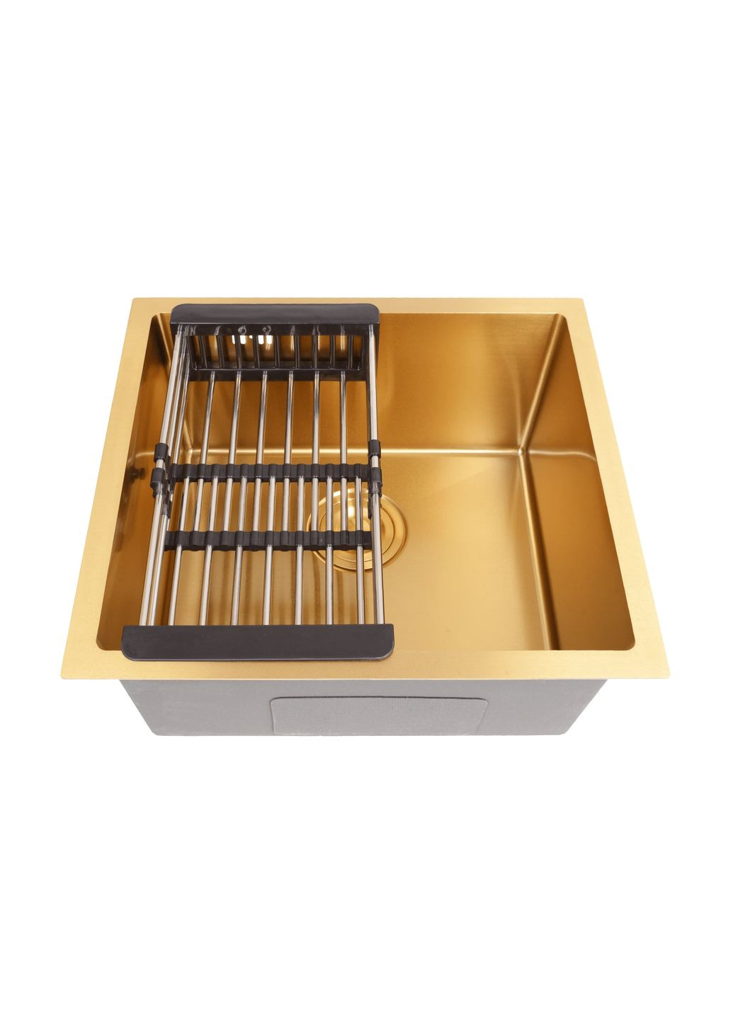 Золота кухонна мийка з нержавійки 50 см під стільницю 1.5 мм Nett NG-5045 (352261565)