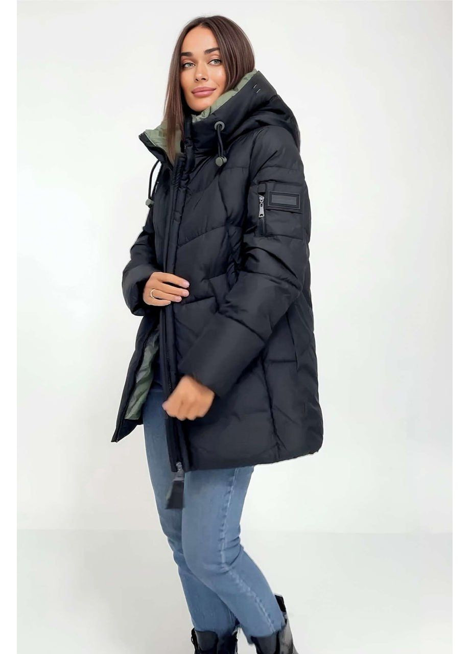 Чорна зимня куртка-пуховик plus size Lora Duvetti