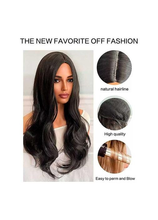 Парик волнистый без челки с пробором длиной 65 см Брюнетка. Длинные волосы для праздничного или тематического образа. China (360603978)