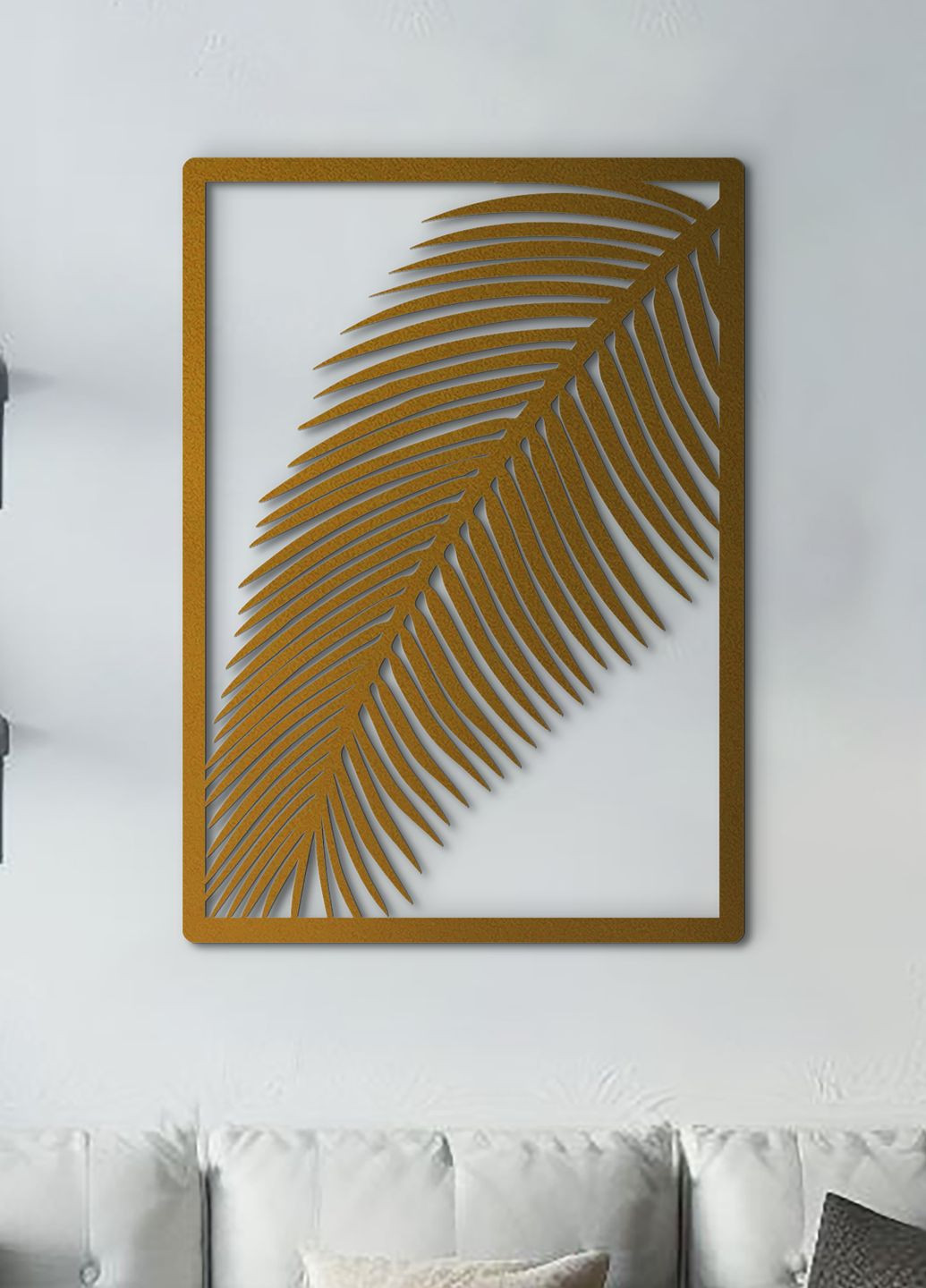 Настенный декор для дома, декоративное панно из дерева "Пальмовий лист", минималистичный стиль 70х50 см Woodyard (292113538)