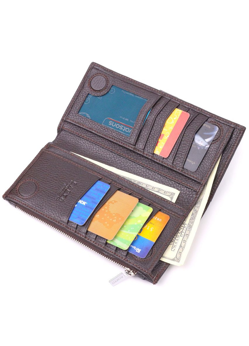 Чоловіче вертикальне портмоне з натуральної шкіри 21421 Коричневий Karya (329148941)
