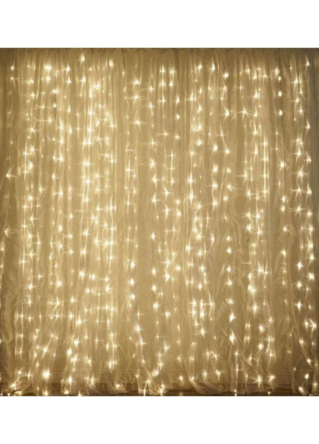 Гірлянда штора Водоспад 240 led велика лампа 3D Теплий білий світ 3м х 2м (силіконовий провід з подовженням) No Brand (331640397)