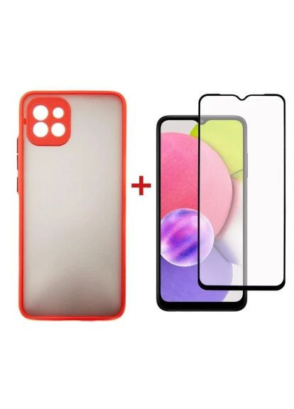 Чохол до мобільного телефона Kit for Samsung Galaxy A03 case + glass (Red) (DG-KM-23) DENGOS Kit for Samsung Galaxy A03 case + glass (Red) (364549516)