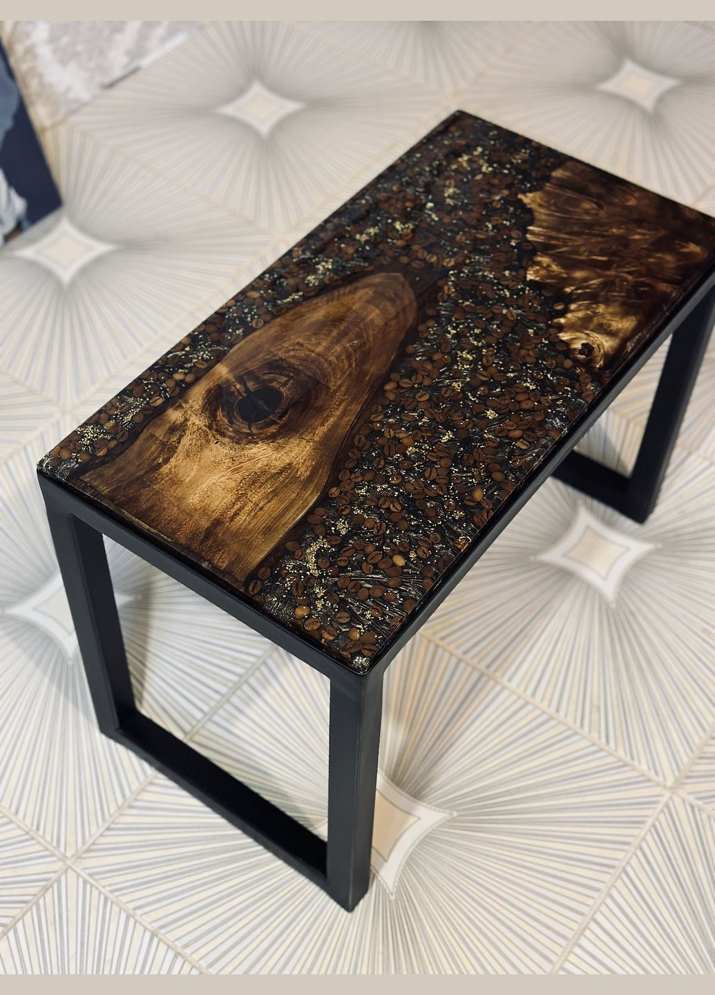 Журнальный стол из эпоксидной смолы ручной работы с кофейными зернами, деревом и имитацией шелка KorriArt (315492706)