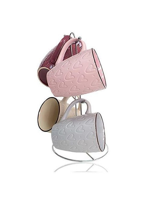 Набір 4 кружки "Heart" 350мл на металевій стійці S&T (330140068)