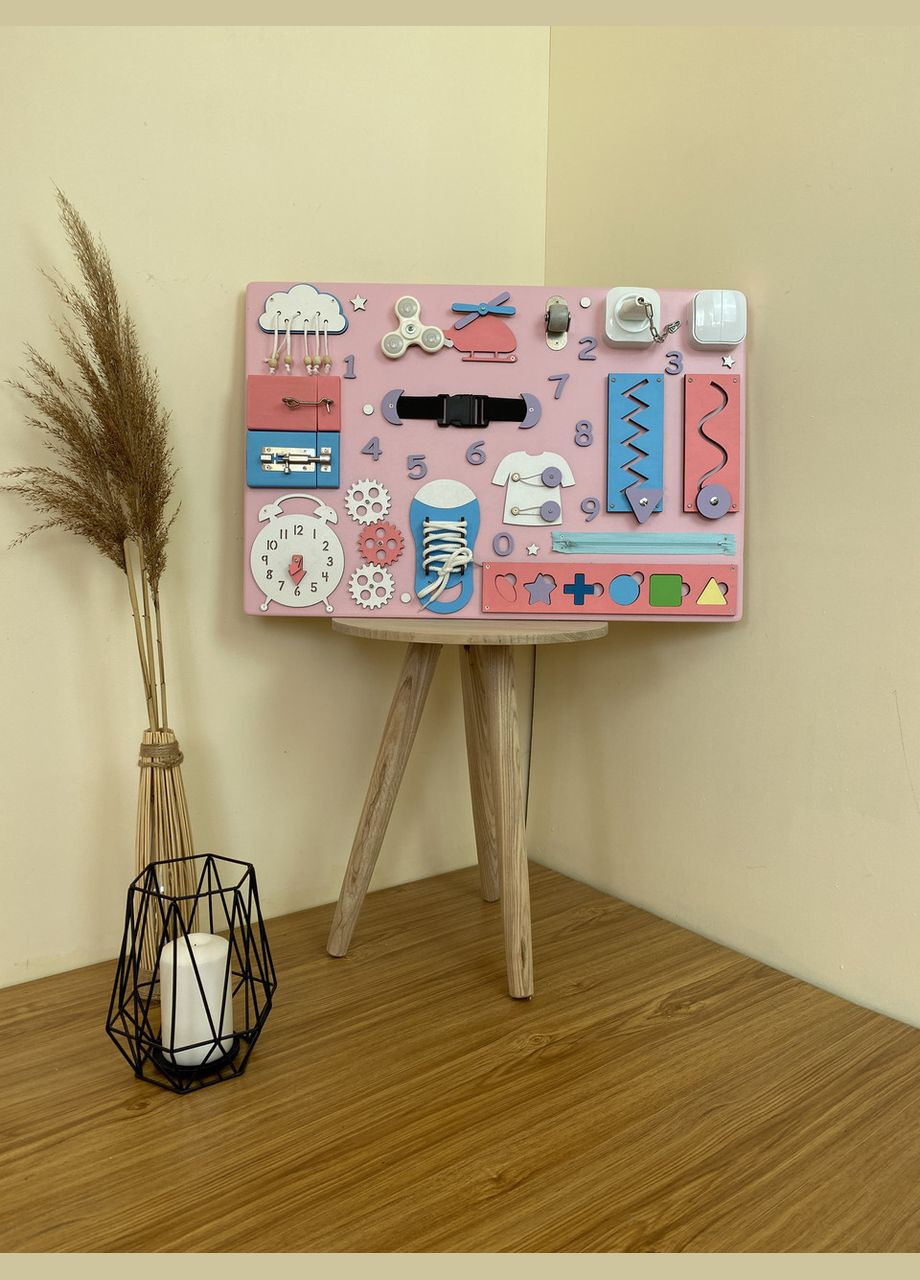 Бізіборд дерев'яна дитяча іграшка 40х60 см No Brand (355890453)