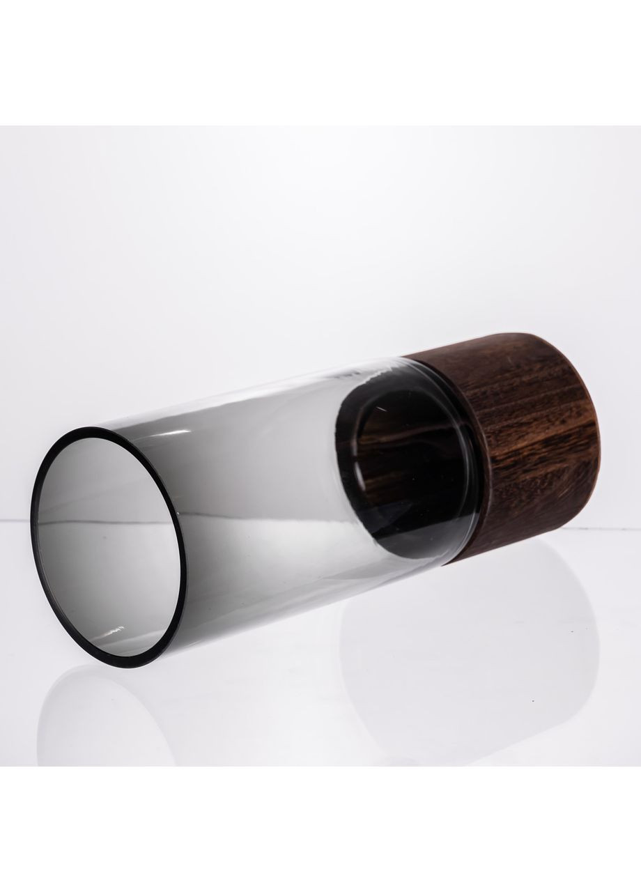 Кількість: Ваза для квітів скляна кругла 25.5 см коричнева для декору інтер'єру циліндрична квітковий горщик Yiwu (370432355)