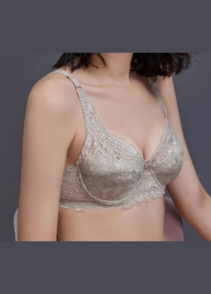 Бежевий мереживний бюстгальтер No Brand мереживо