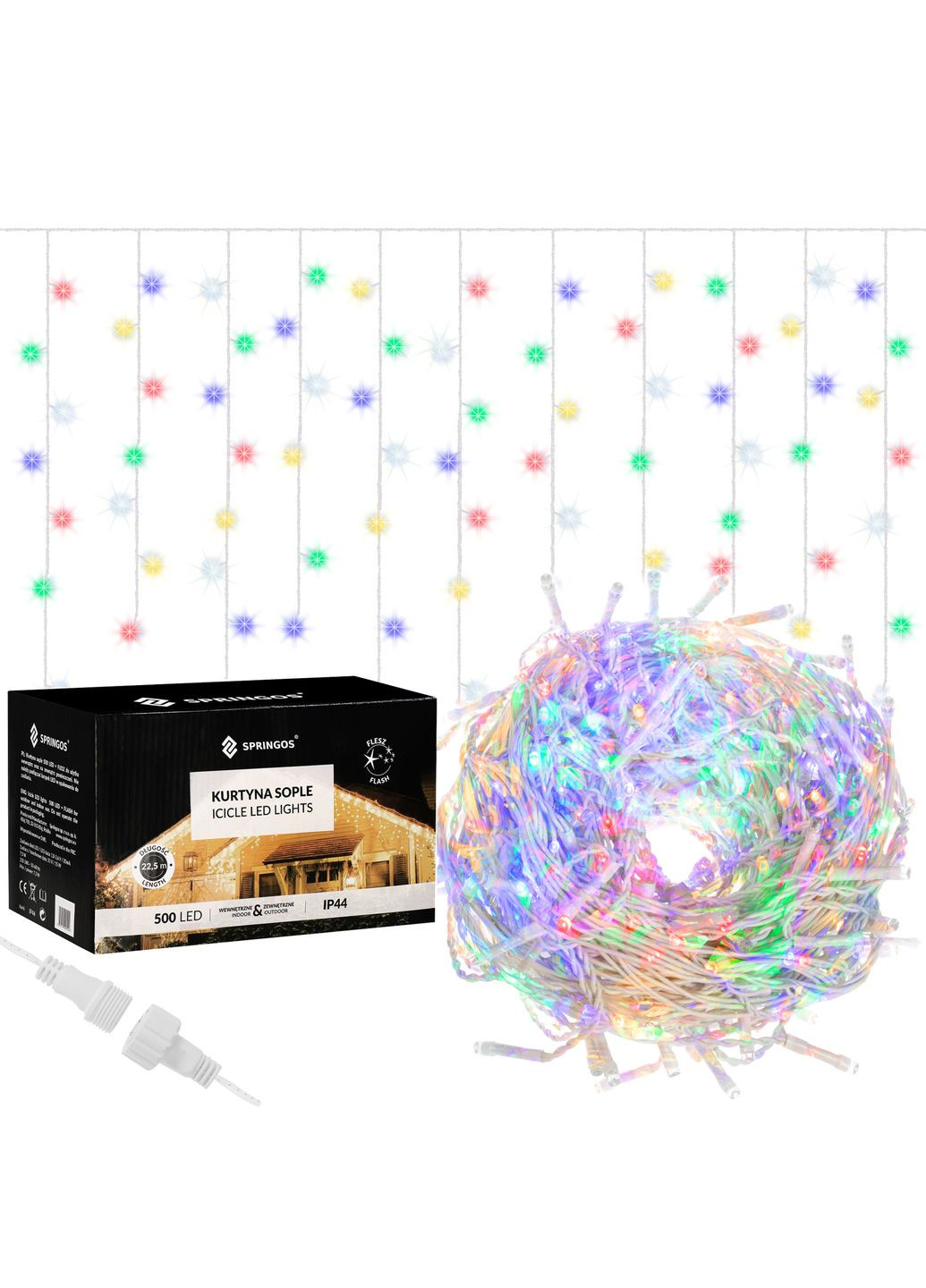 Гирлянда бахрома уличная (наружная) 20 м 500 LED + Flash CL0519 Mix Springos (315781189)