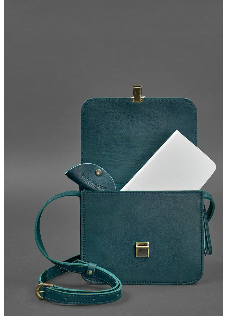 Шкіряна жіноча бохо-сумка Лілу зелена BlankNote кросс-боди (348359419)