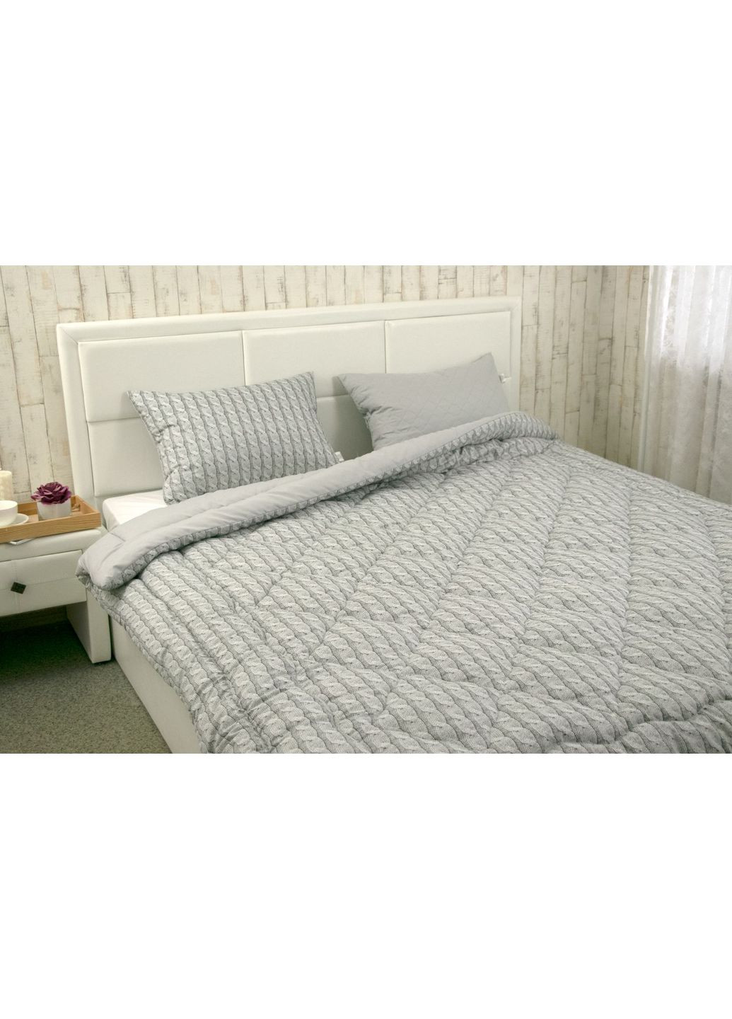 Набір ковдра 140х205 + подушка 50х70 силіконовий Grey Braid Руно (372448514)