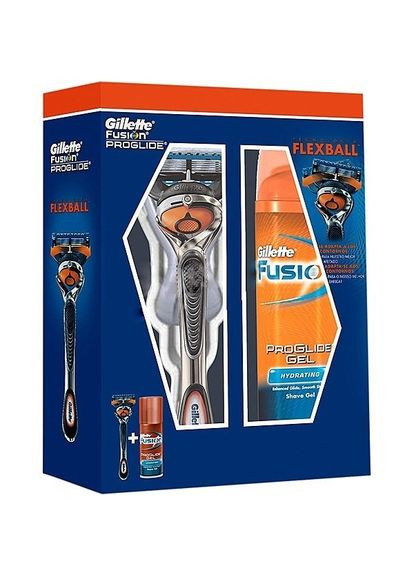 Подарочный набор для бритья Fusion ProGlide Flexball (1 станок 1 картридж и гель для бритья 75 мл) Gillette (278773513)