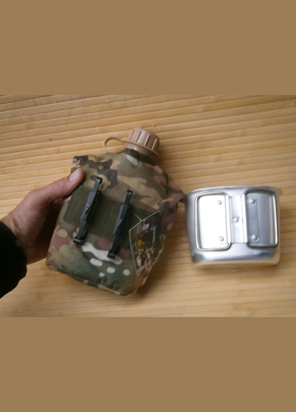 Фляга з кружкою US Вottle 1 л пластикова в чохлі Multicam No Brand (302391798)