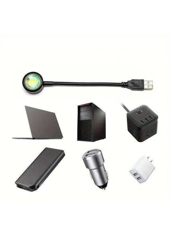 Лампа заходу сонця, міні LED-проєктор USB створює ефект сонячного кола No Brand (371775067)