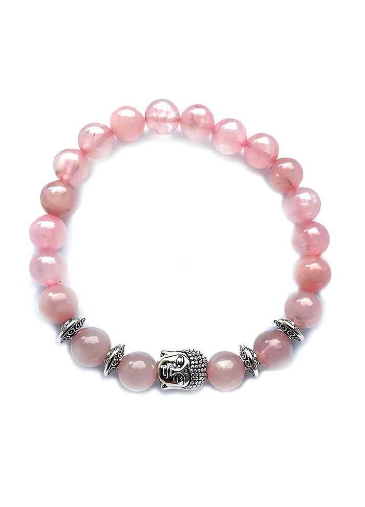 Браслет из розового кварца с Буддой 8 мм 18,5 см No Brand (338219531)