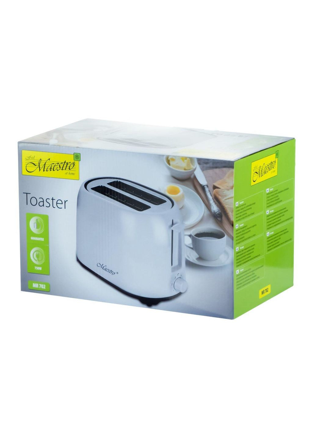 Тостер MR-702 с регулятором поджаривания 750 Вт для кухни белый компактный Maestro (332986165)