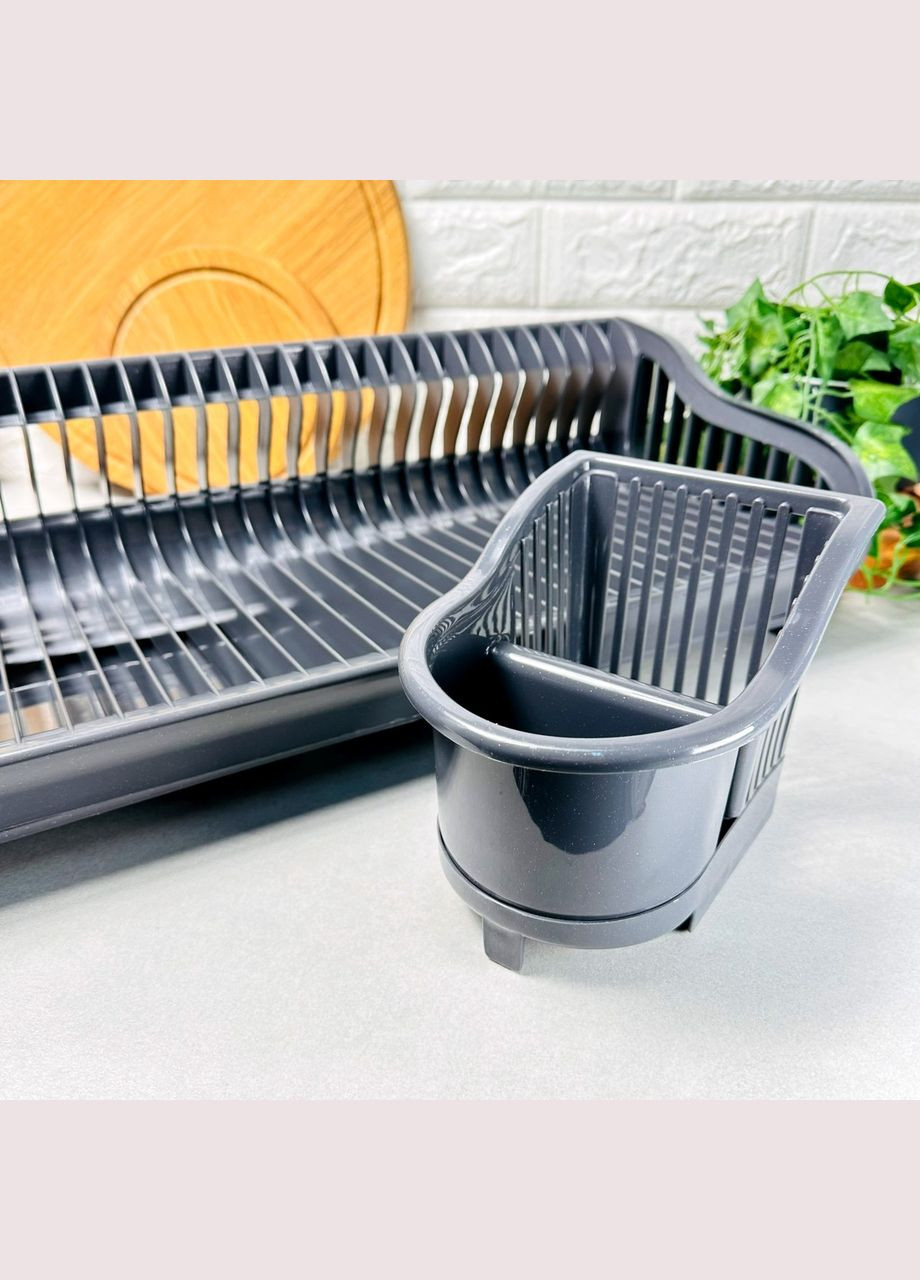 Пластикова сушарка для посуду з підставкою для сушіння столових приладів Граніт Алєана Алеана (364195627)