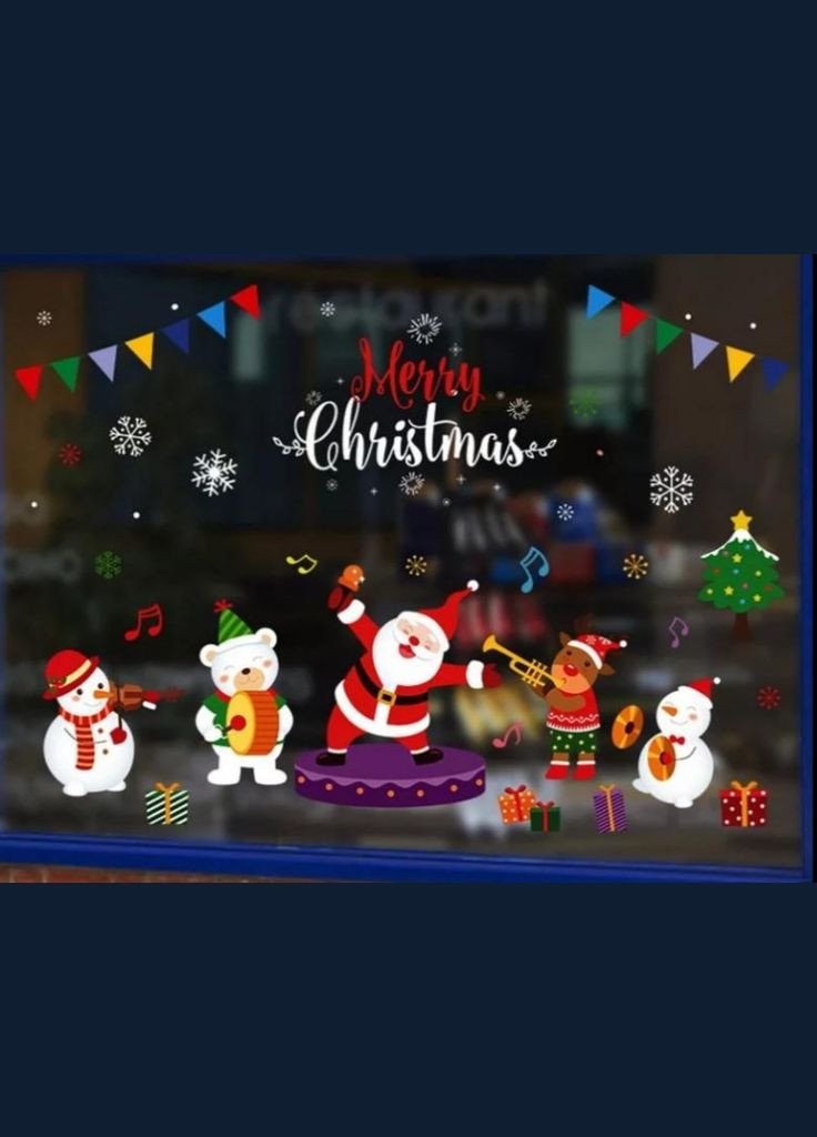 Наклейки новорічні на вікна 50 на 70 см різнобарвний Jannet Наклейка (306517809)