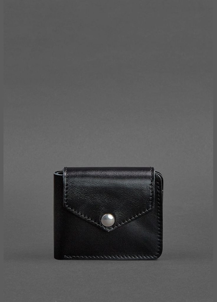 Шкіряне портмоне 4.2 на кнопці чорне (A-026109) BlankNote (328444811)