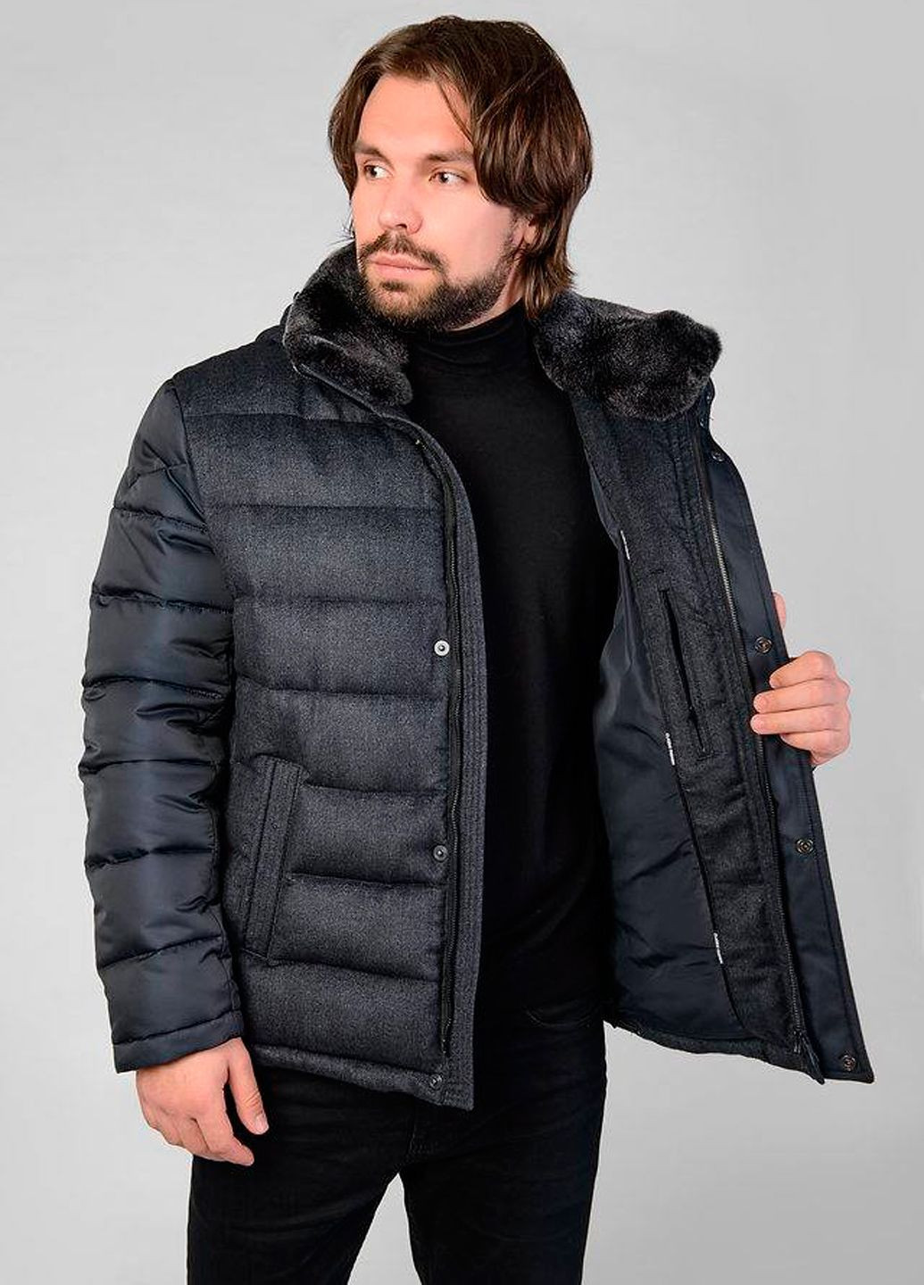 Сіра зимня чоловіча куртка Stefano Bellini 17T7930AM-Y