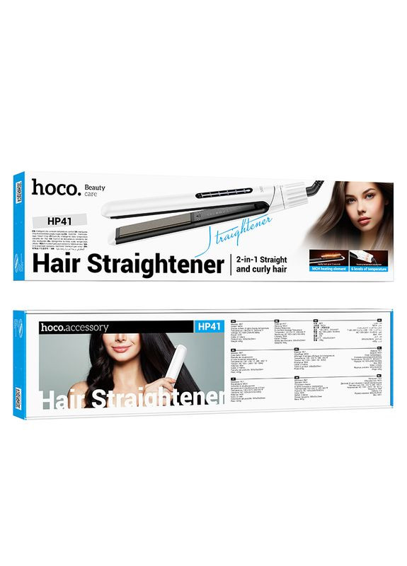 Плойка Straight and curly hair dual-purpose hair straightener(EU) White (6942007624169) Hoco HP41 (372677923)