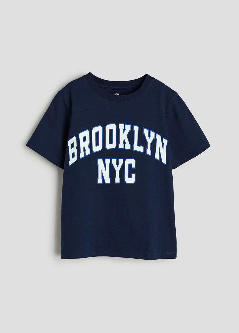 Синяя летняя футболка синяя для мальчика с принтом - 98/104см(2-4р) H&M