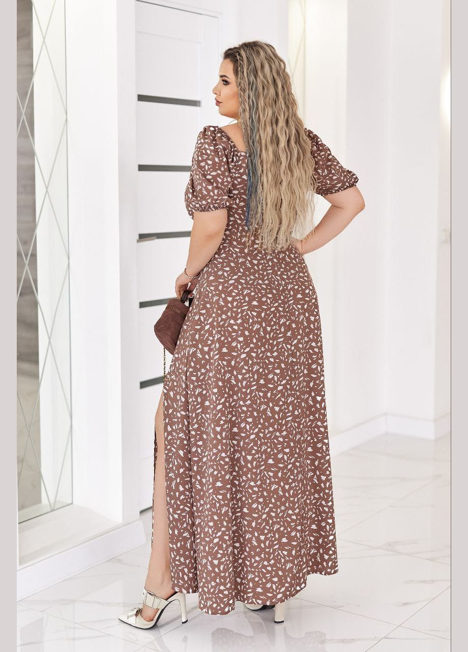 Темно-бежевое повседневный, праздничный женское удлиненное платье сарафан No Brand