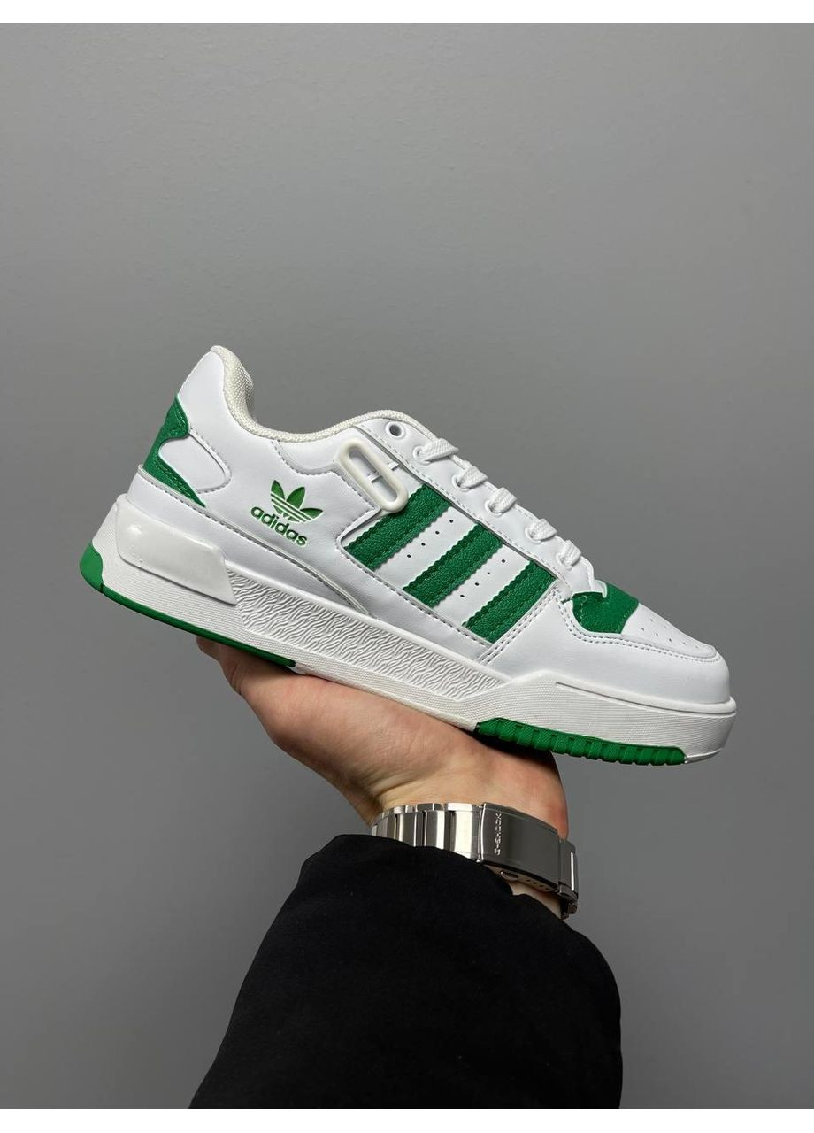 Серые демисезонные кроссовки мужские adidas new low forum white green адидас No Brand