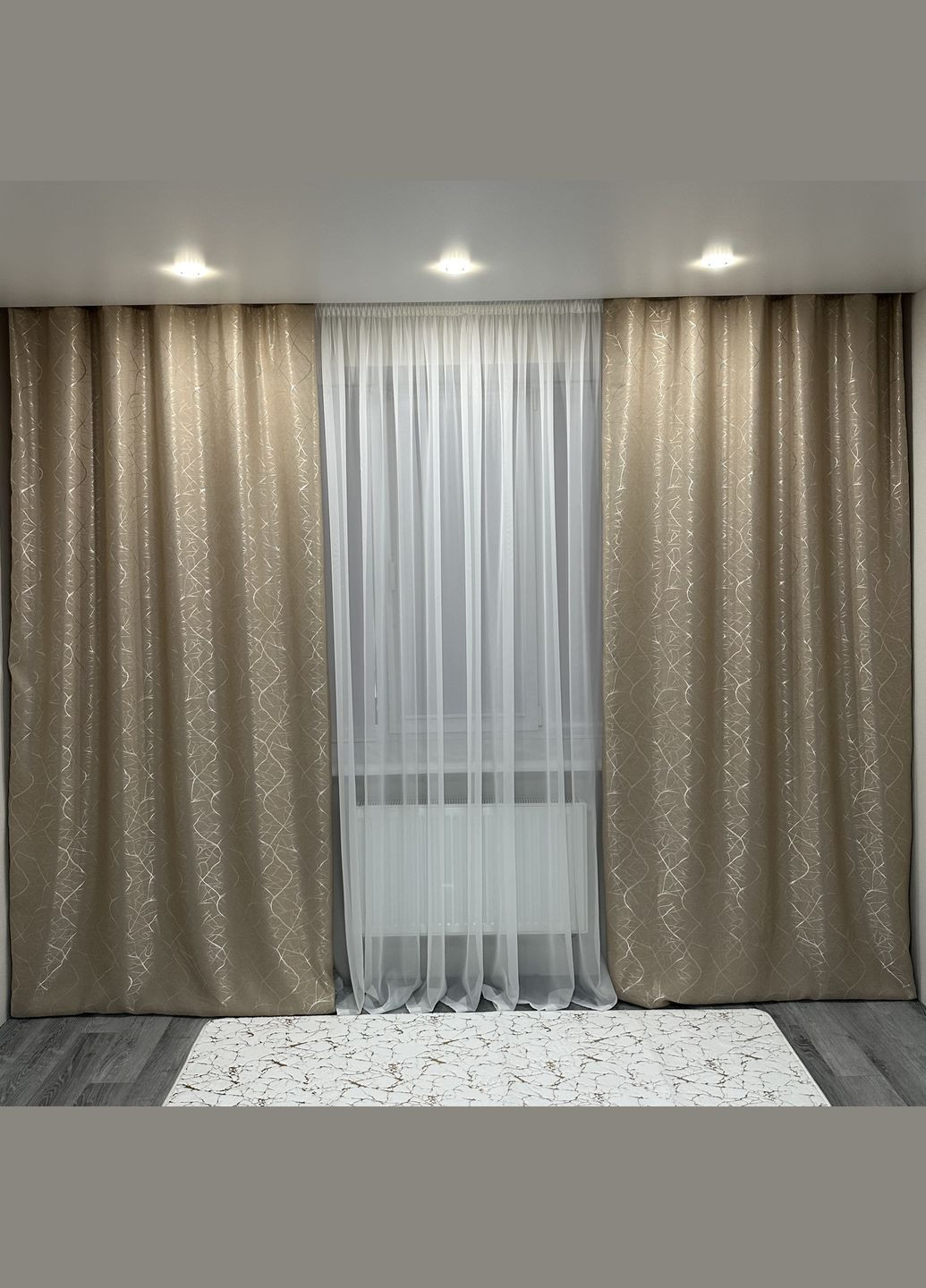 Готовый комплект штор (2 шт) блекаут рогожка битое стекло бежевого цвета 150х270см No Brand (308019979)