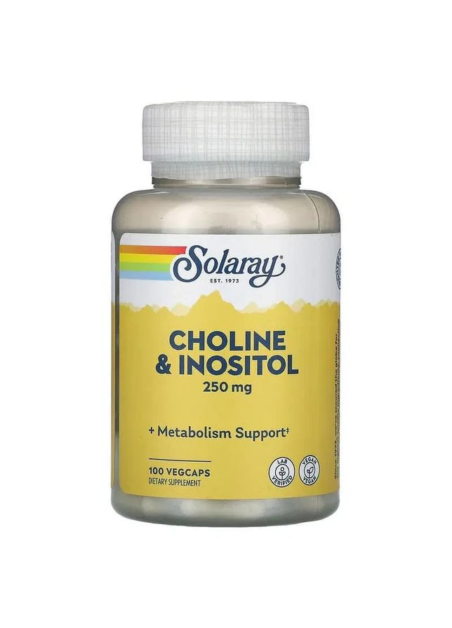 Холін та інозитол Choline & Inositol 250 мг 100 капсул Solaray (361114077)