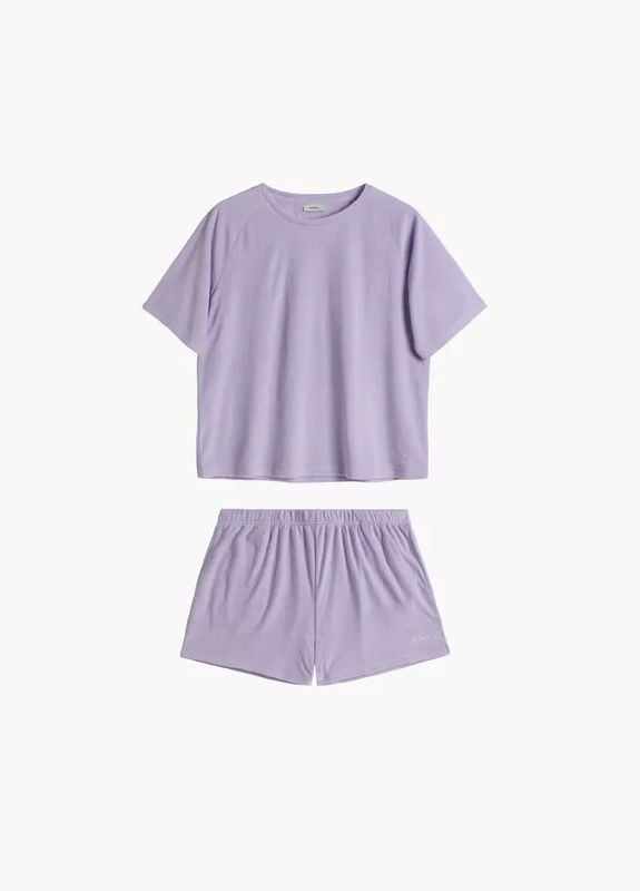 Сиреневая всесезон женская махровая пижама футболка + шорты Atlantic