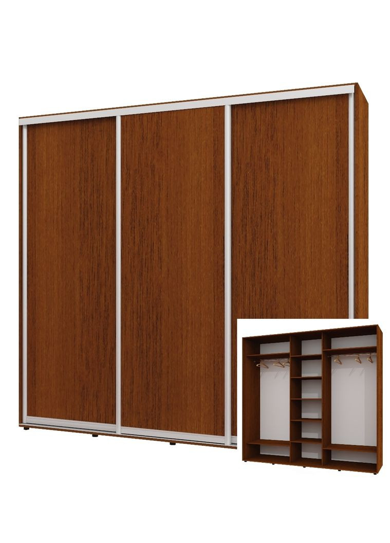 Шафа-купе тридверна 260*60*230 см Горіх лісовий 3 двері ДСП ШК-04 Алекса (360479447)