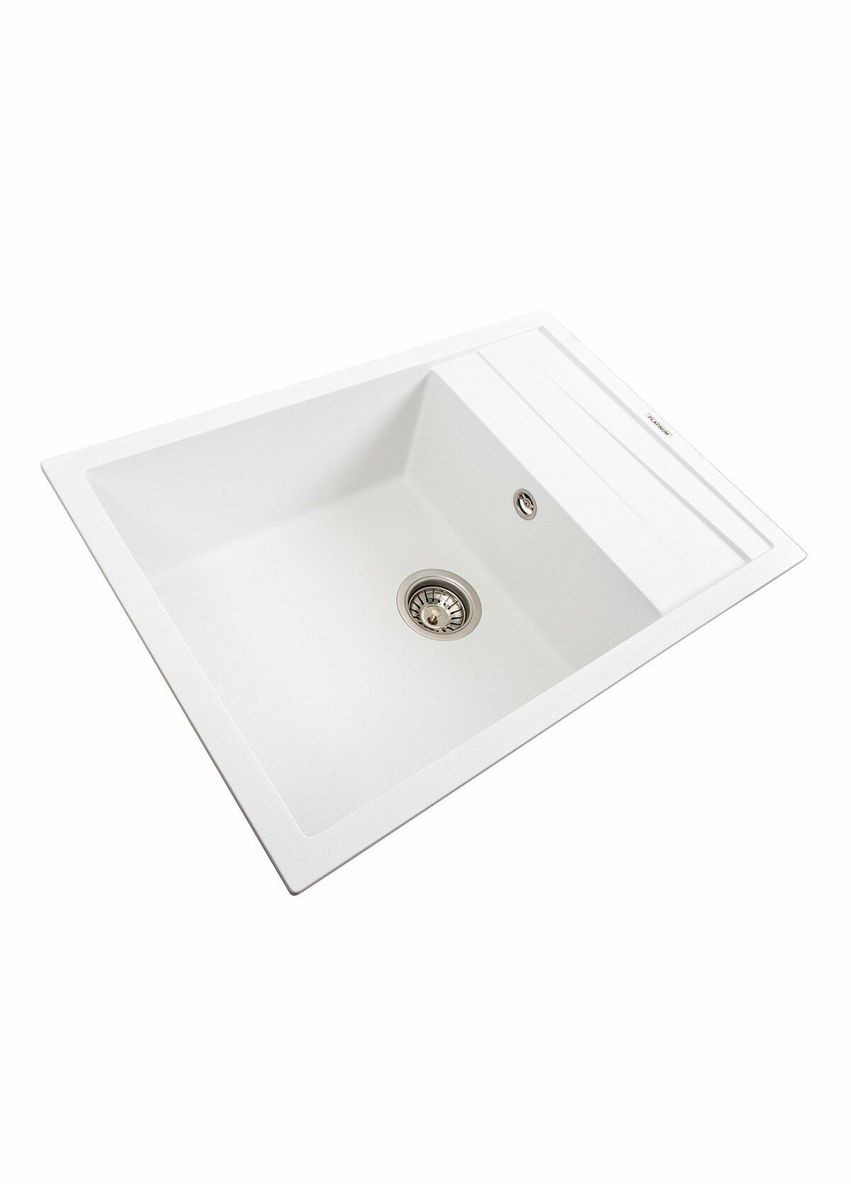 Кухонна мийка гранітна матова 7050 CASCADA білосніжний Platinum (342069286)