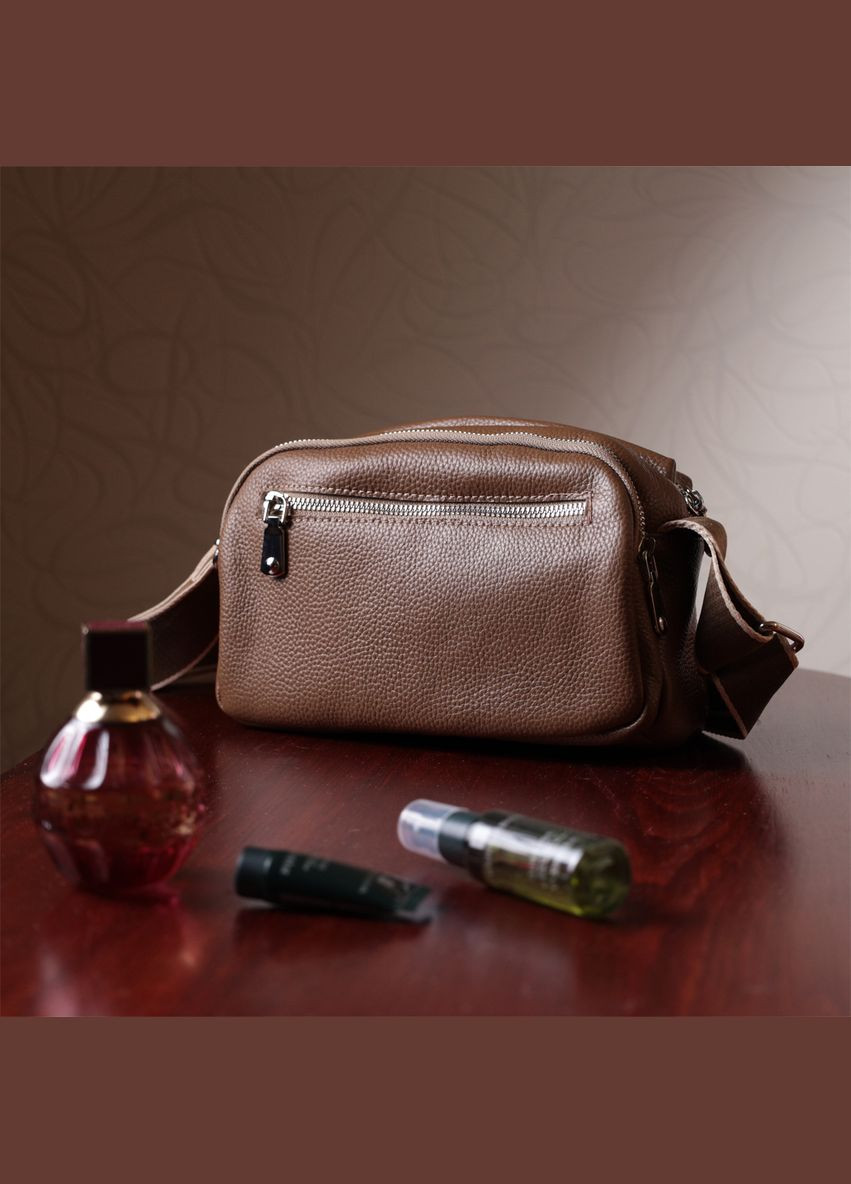 Сумка кроссбоди с широким ремнем через плечо женская с двумя отделениями из натуральной кожи 22596 Vintage (329195482)
