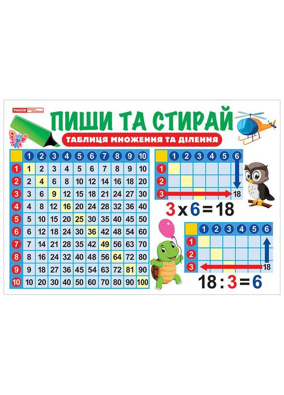 Тренажер-плакат Пиши и стирай Таблица умножения и деления 13104220 No Brand (330607928)