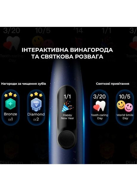 Зубна щітка X Pro Digital Electric Toothbrush Dark Blue (6970810553482) Oclean (323238857)