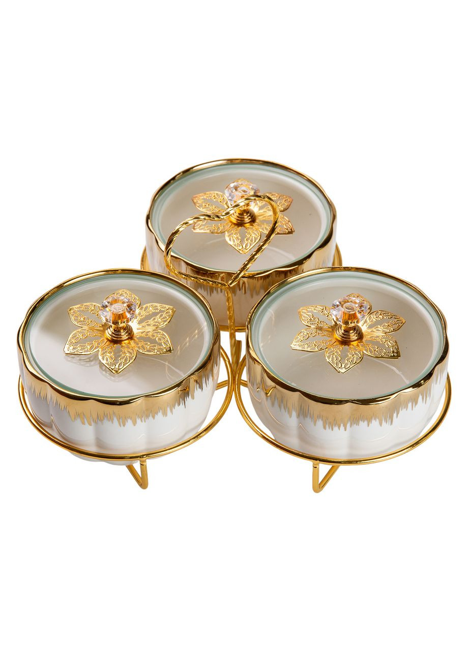 Менажница керамическая на металлической подставке на 3 секции HP-1208 Yiwu (353504138)