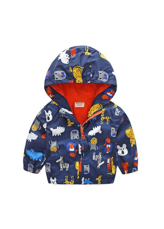 Темно-синяя демисезонная ветровка с мультипликацией ( 100см ) (4944) Qoopixie