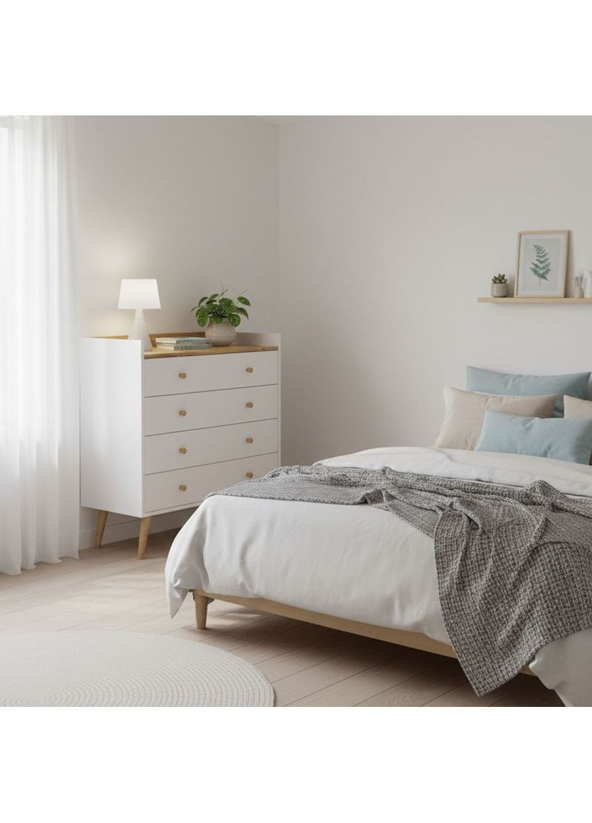 Комод 4 скандинавский Asgard 820x955x400 Белый бриллиант/Дуб крафт золотой (AG03011200000) Art In Head (337309226)