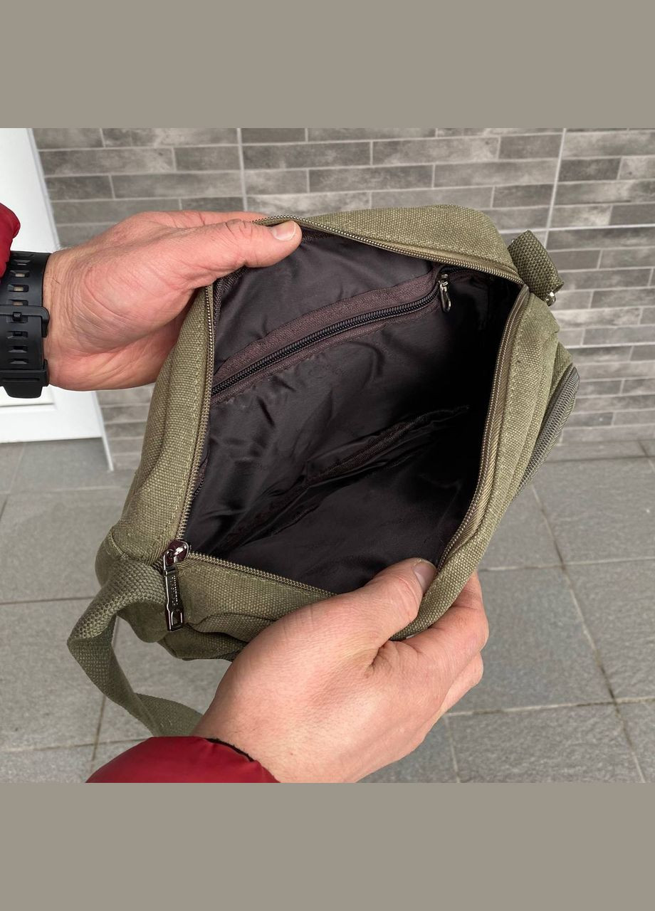 Мужская сумка барсетка через плечо брезентовая хаки Postman 2.0 Jingpin (282676653)