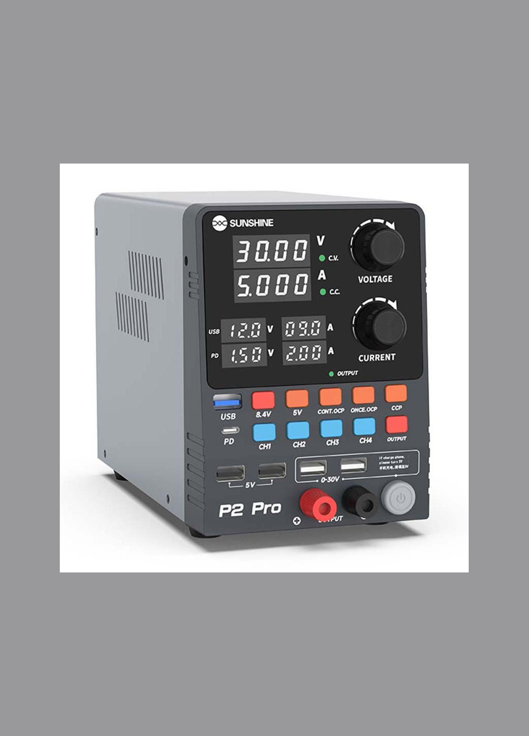 Блок живлення P2 Pro трансформаторний / 4 канали пам'яті / Type-C 65W / 5A / 30V Sunshine (311590305)