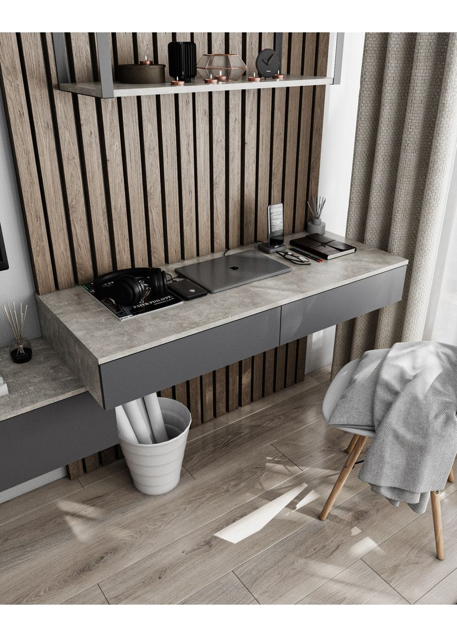 Підвісний стіл для комп'ютера MT-222 1200*160*500 бетон/антрацит No Brand (358928648)