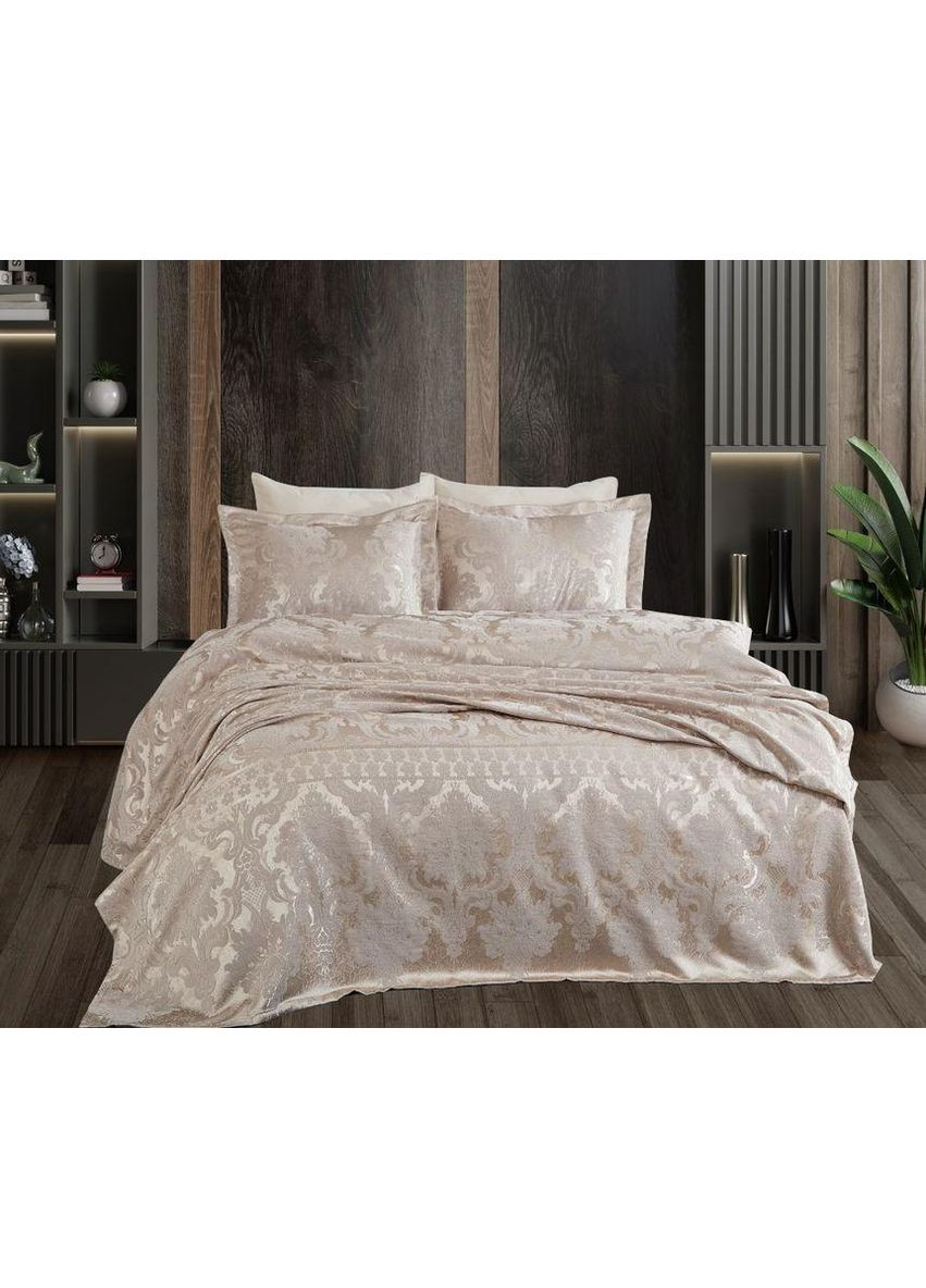 Покривало жакард із наволочками — Armada bej бежевий євро 250*260 Dantela Vita (284667437)