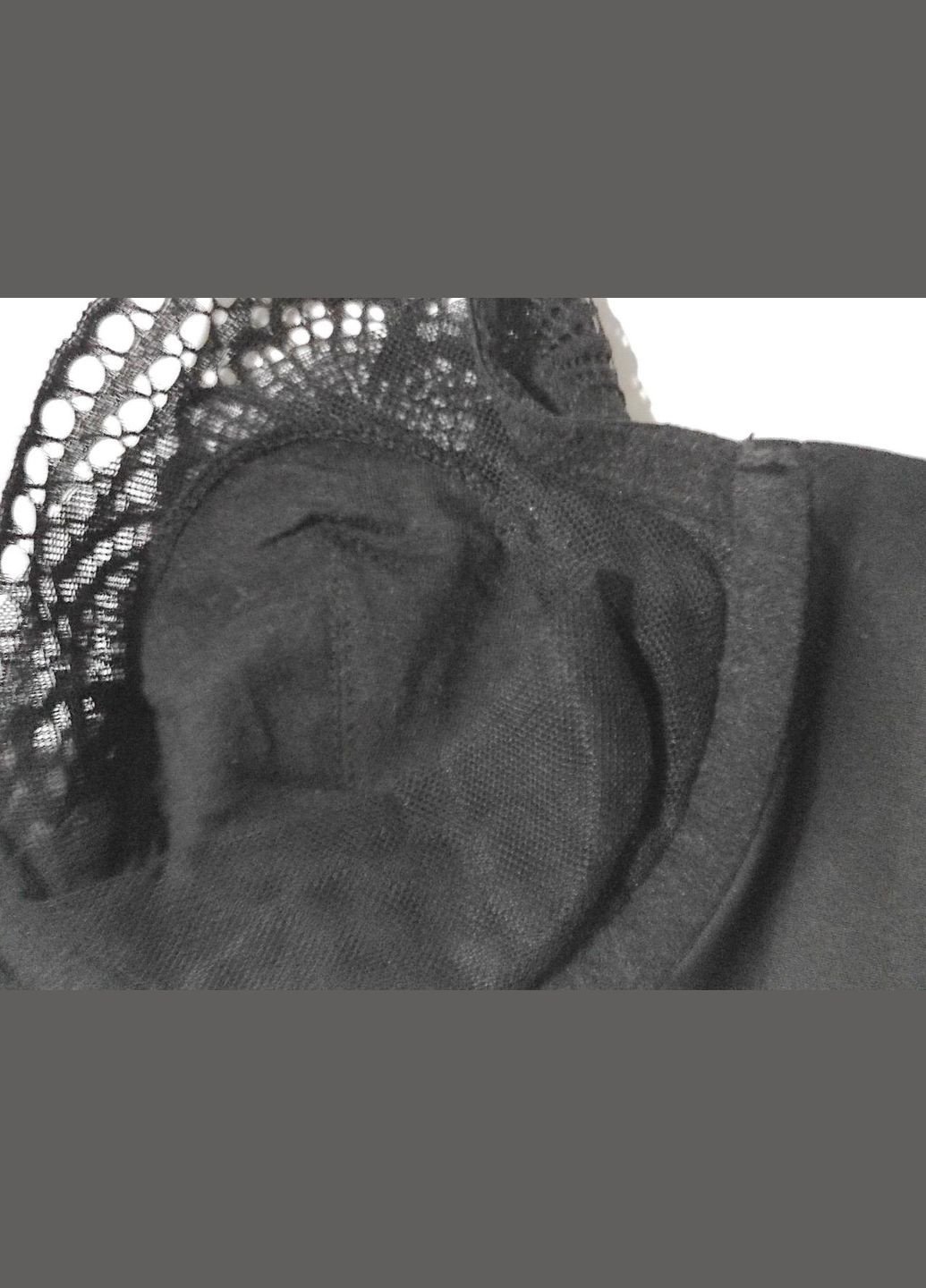 Чёрный кружевной бюстгальтер с полной чашкой черный 75с No Brand нейлон